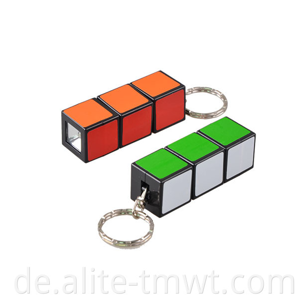 Werbegeschenk PVC Kunststoff Mini Magic Cube LED Schlüsselbund Taschenlampe